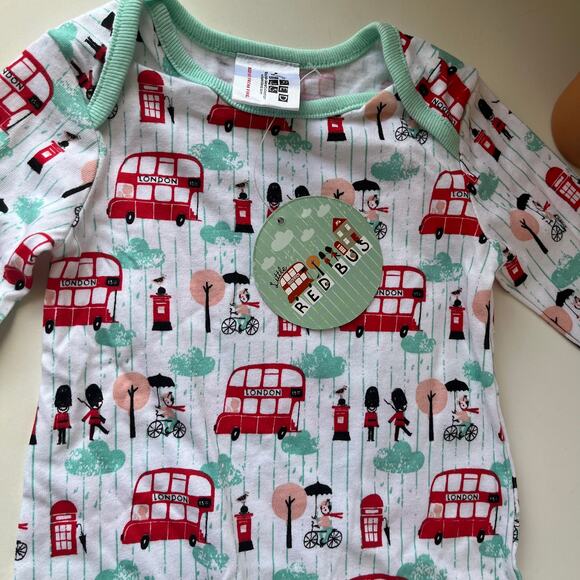 Little Red Bus London Baby Romper  0-6M New Novelty Travel  Long Sleeve British - Picture 2 of 12